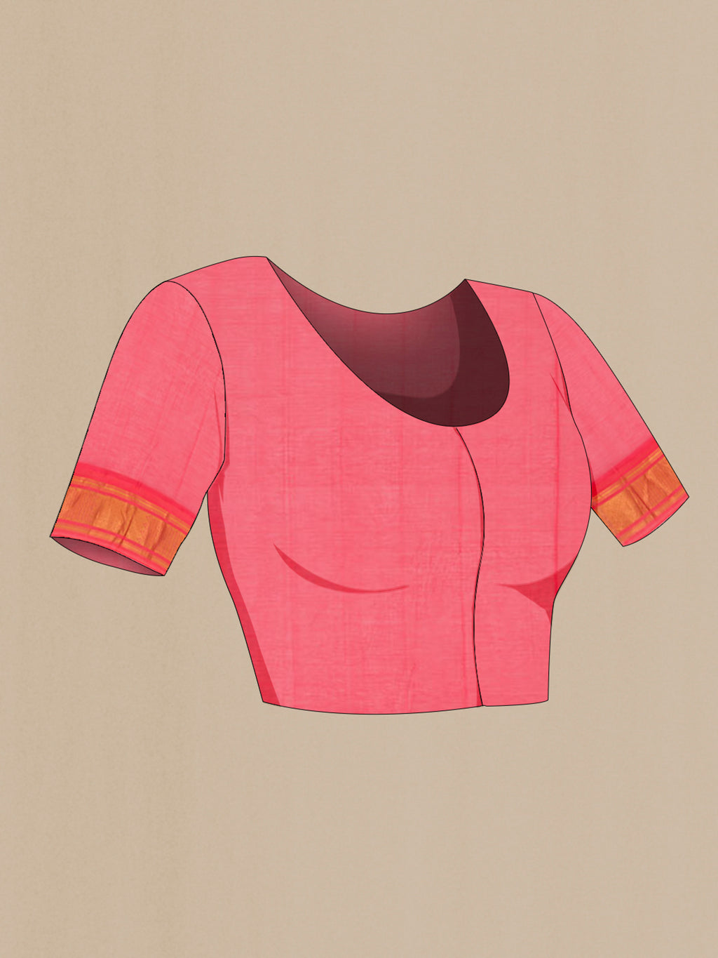 Close up image of the blouse of Green Silk Cotton Saree with Checked design on the body and Zari Border. 