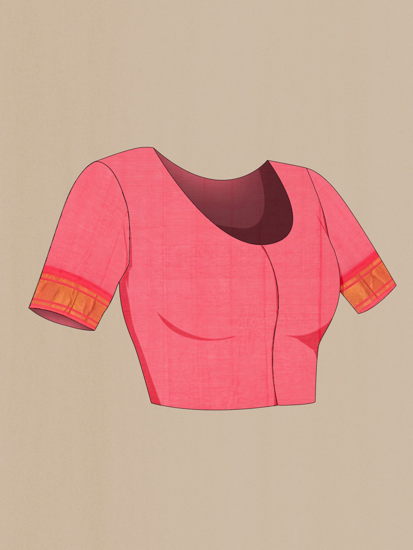Close up image of the blouse of Green Silk Cotton Saree with Checked design on the body and Zari Border. 