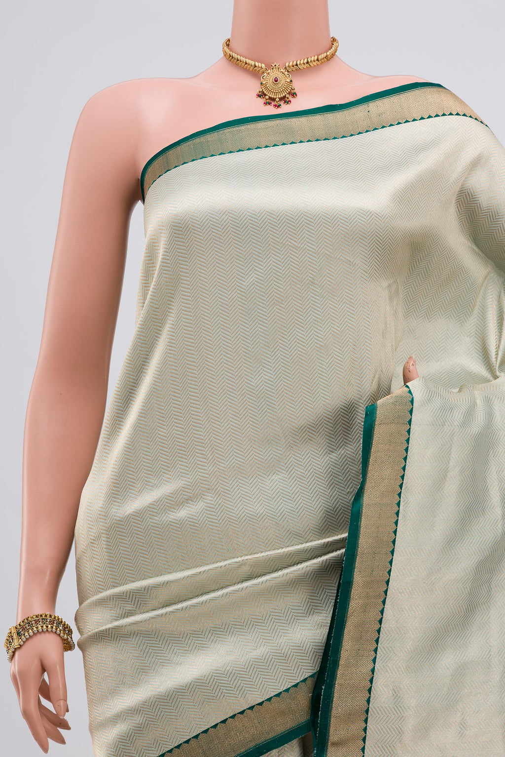 Border image of Blue Banarasi Katan Silk Saree with Zari Brocade on the body and Zari Border. 