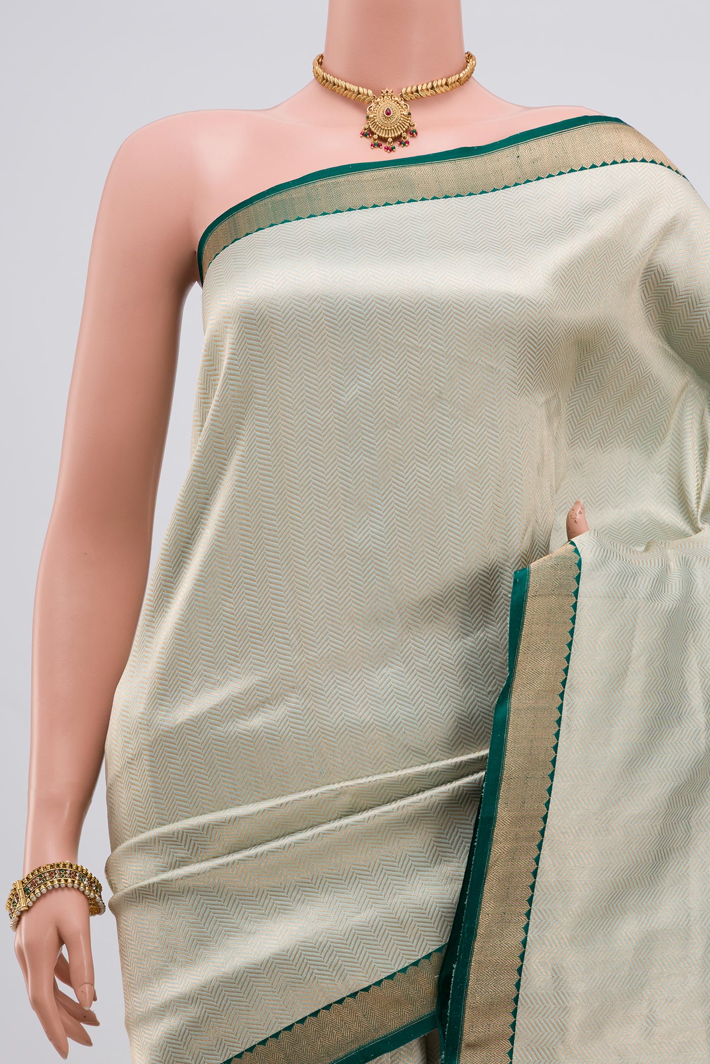 Border image of Blue Banarasi Katan Silk Saree with Zari Brocade on the body and Zari Border. 