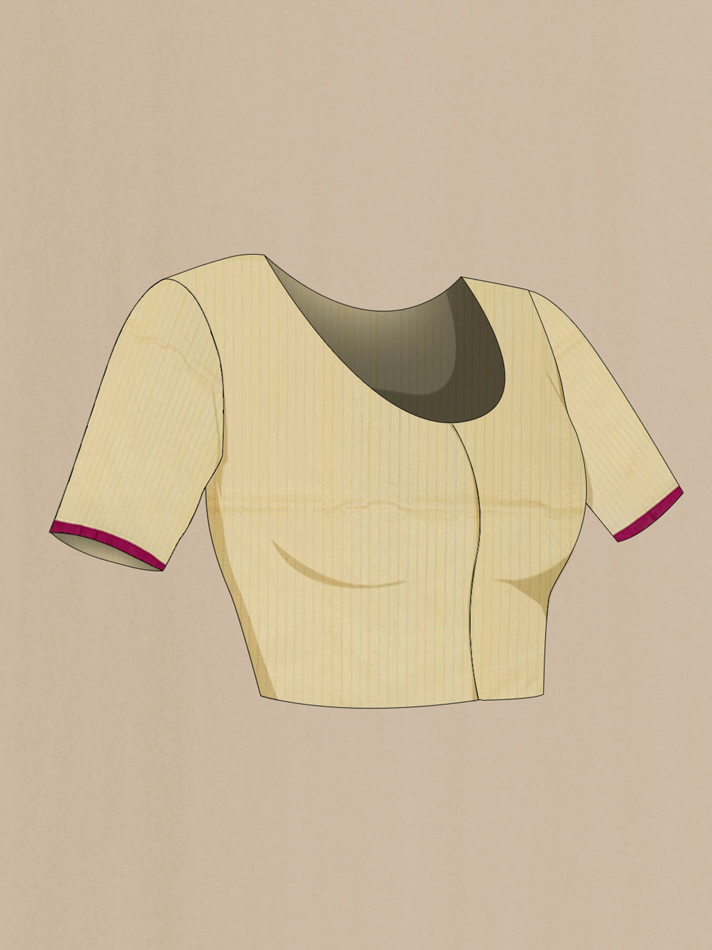 Close up image of the blouse of Yellow Banarasi Katan Silk Saree with Zari Butta on the body and Plain Border. 