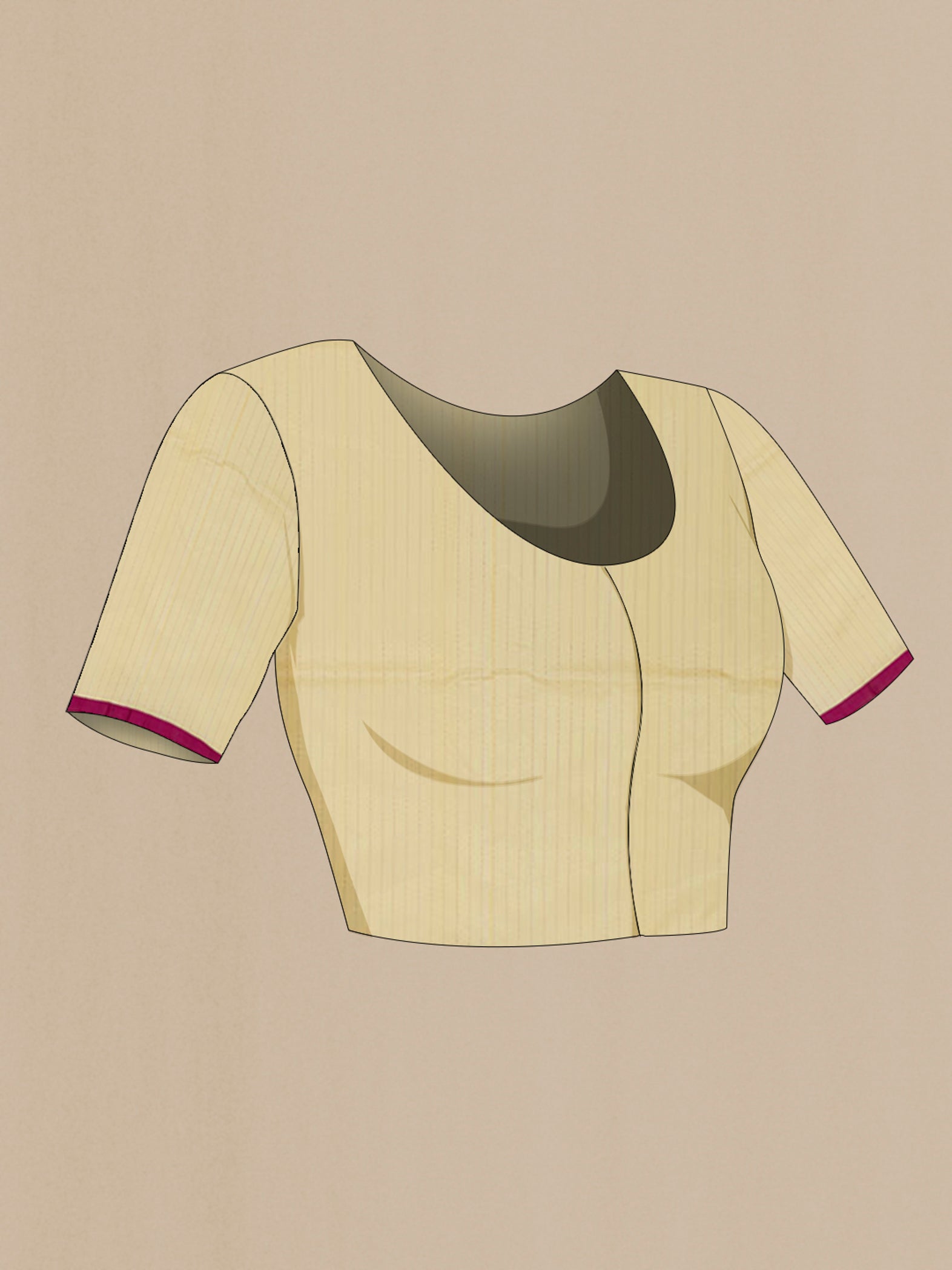 Close up image of the blouse of Yellow Banarasi Katan Silk Saree with Zari Butta on the body and Plain Border. 