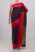 Pure Silk Purple Soft Saree with Zari Butta on the body and Plain Border.  displayed on a mannequin