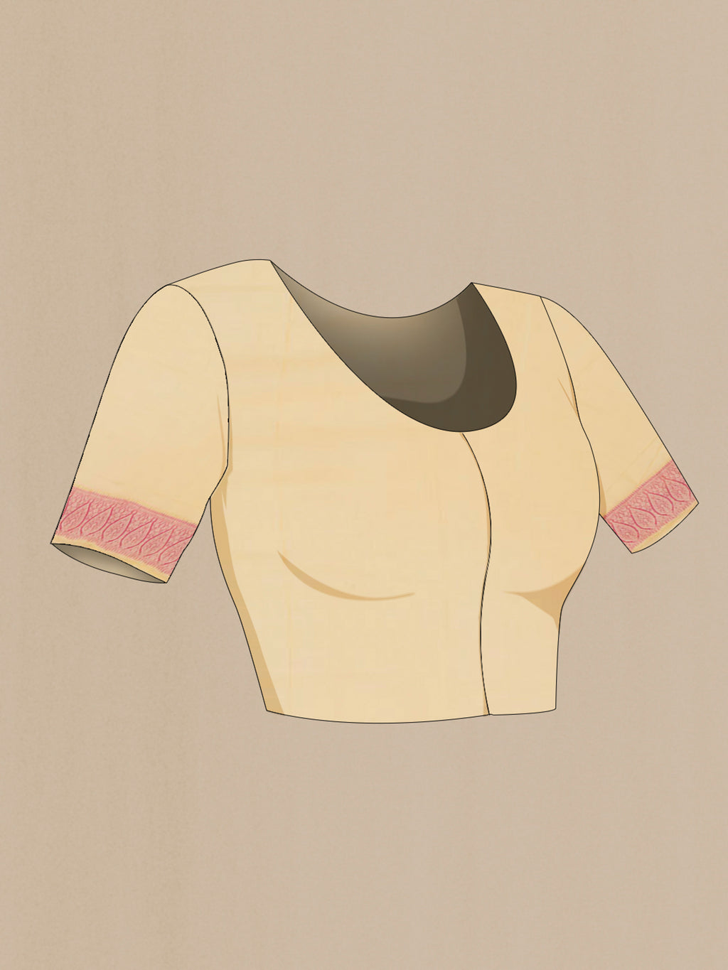 Close up image of the blouse of Yellow Georgette Saree with Fancy on the body and Zari Border. 