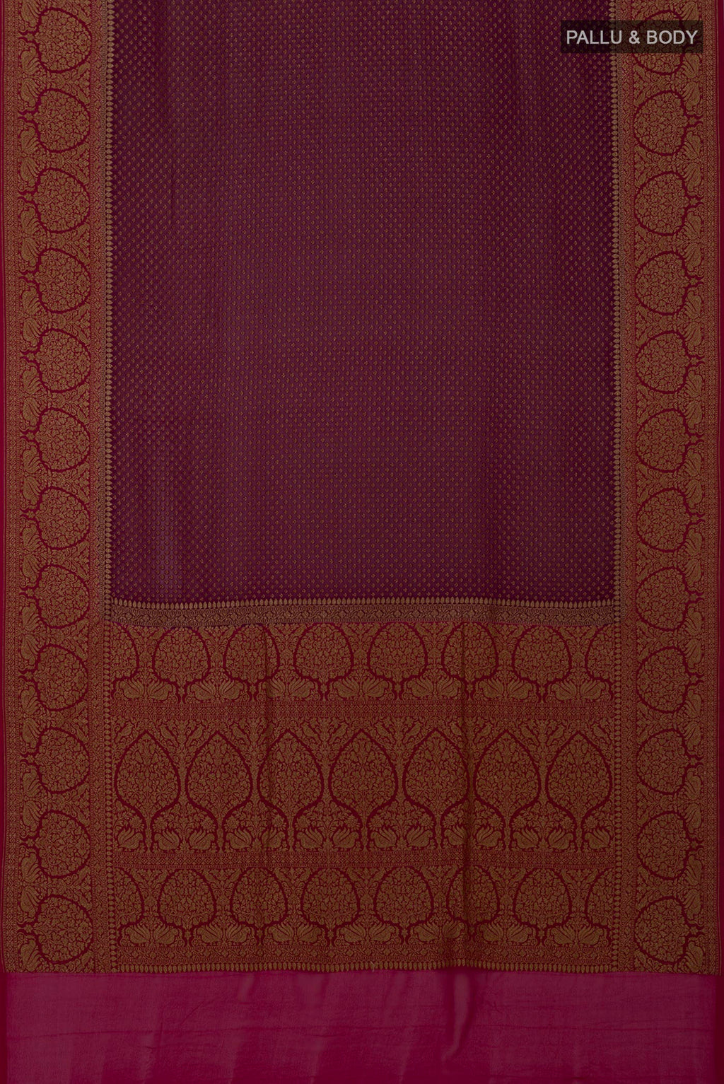 Flat view of Purple Georgette Saree with Fancy on the body and Fancy Border. 