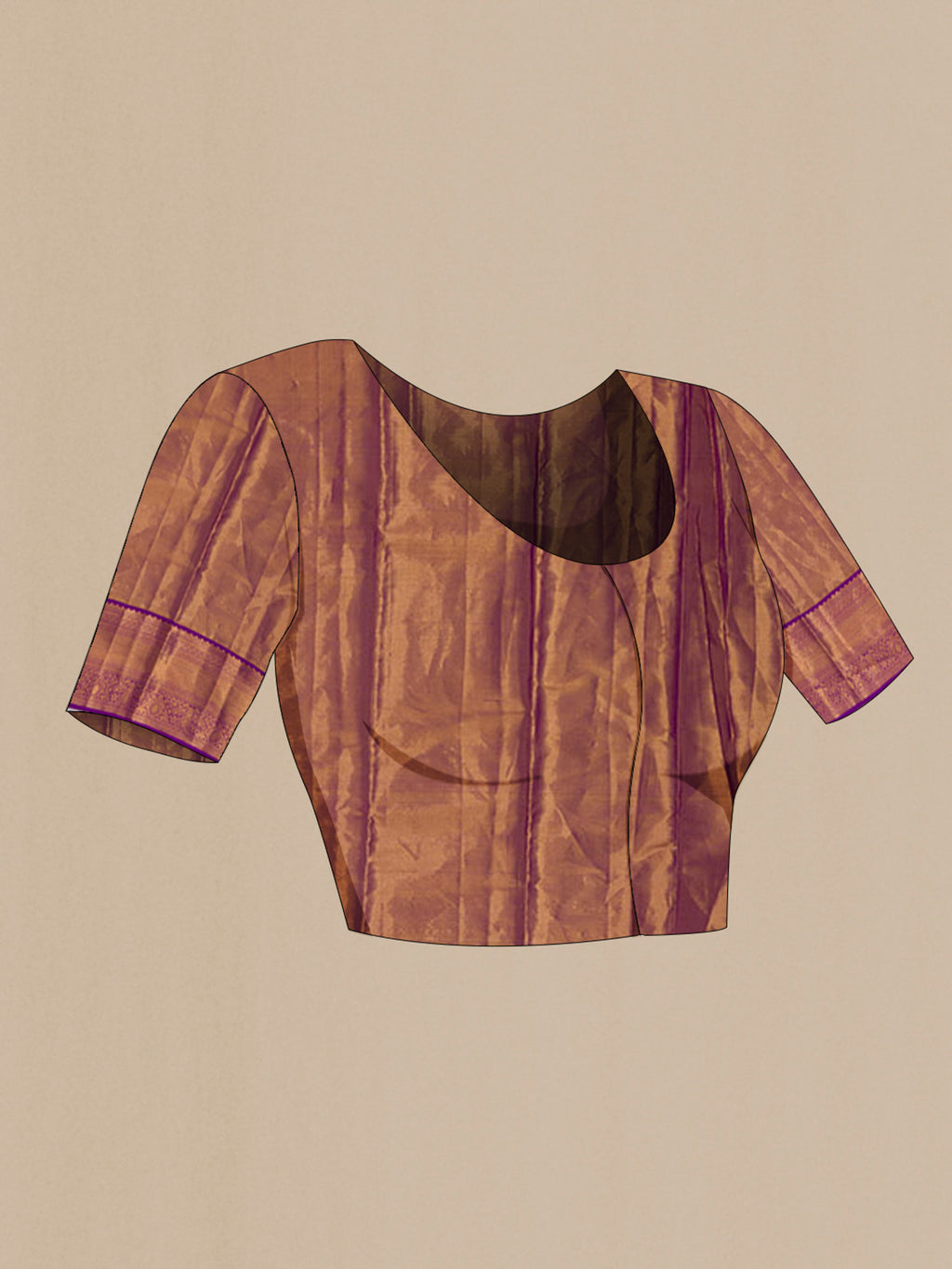 Close up image of the blouse of Sky Blue Kanchipuram Silk Saree with Zari Butta on the body and Zari Border. 