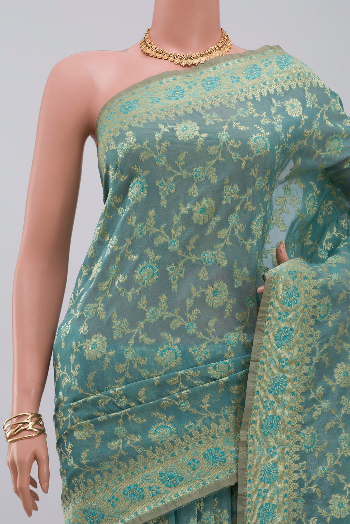 Border image of Light Blue Banarasi Saree with Fancy on the body and Fancy Border. 