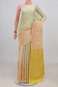 Multi Color Crepe Saree with Zari Butta on the body and Without Border.  displayed on a mannequin