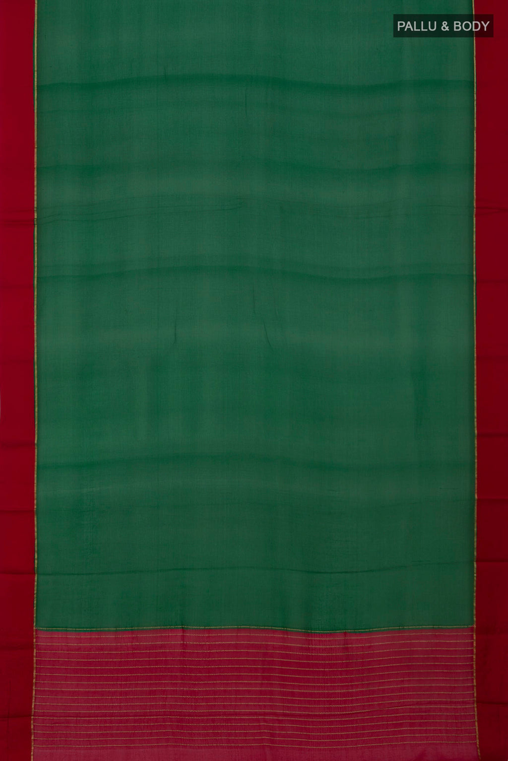 Flat view of Green Mysore Chiffon Saree with Plain Body and Plain Border. 