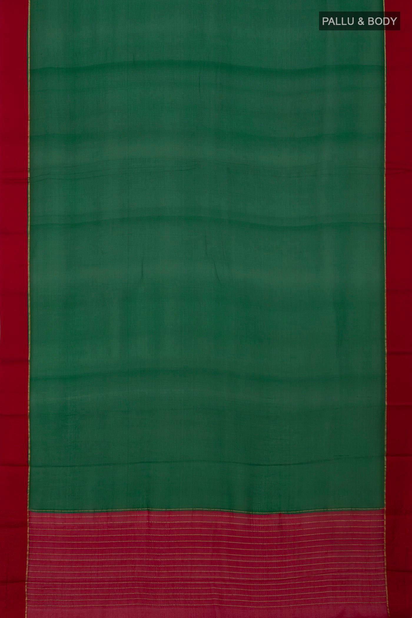 Flat view of Green Mysore Chiffon Saree with Plain Body and Plain Border. 