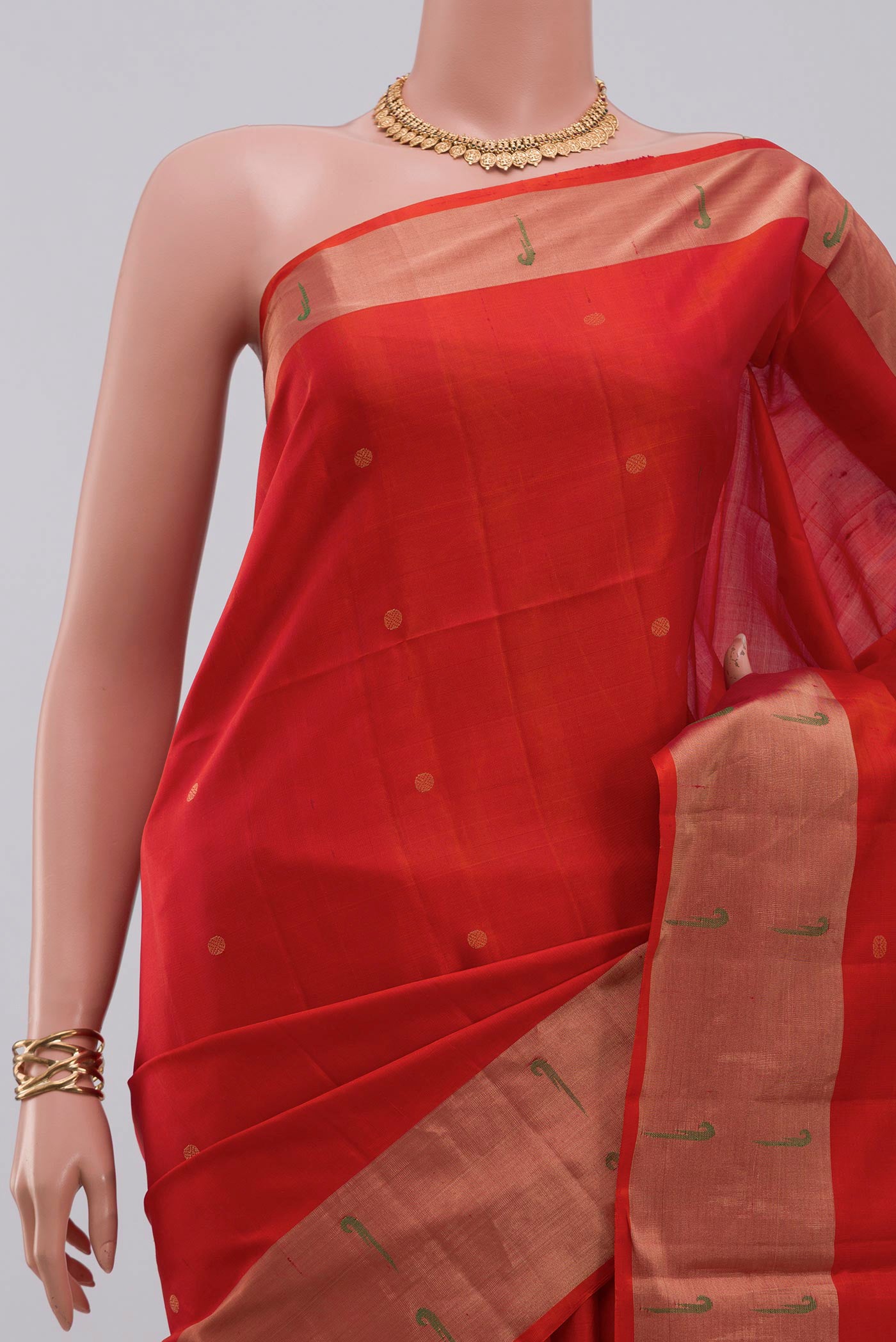 Border image of Orange Soft Silk Saree with Fancy on the body and Fancy Border. 