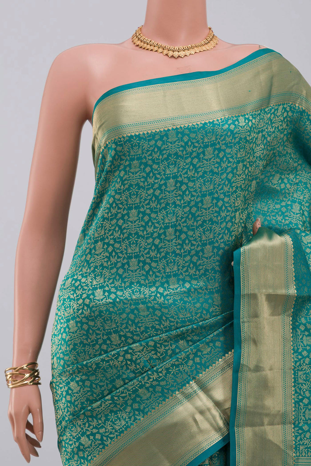 Border image of Blue Soft Silk Saree with Zari Brocade on the body and Zari Border. 