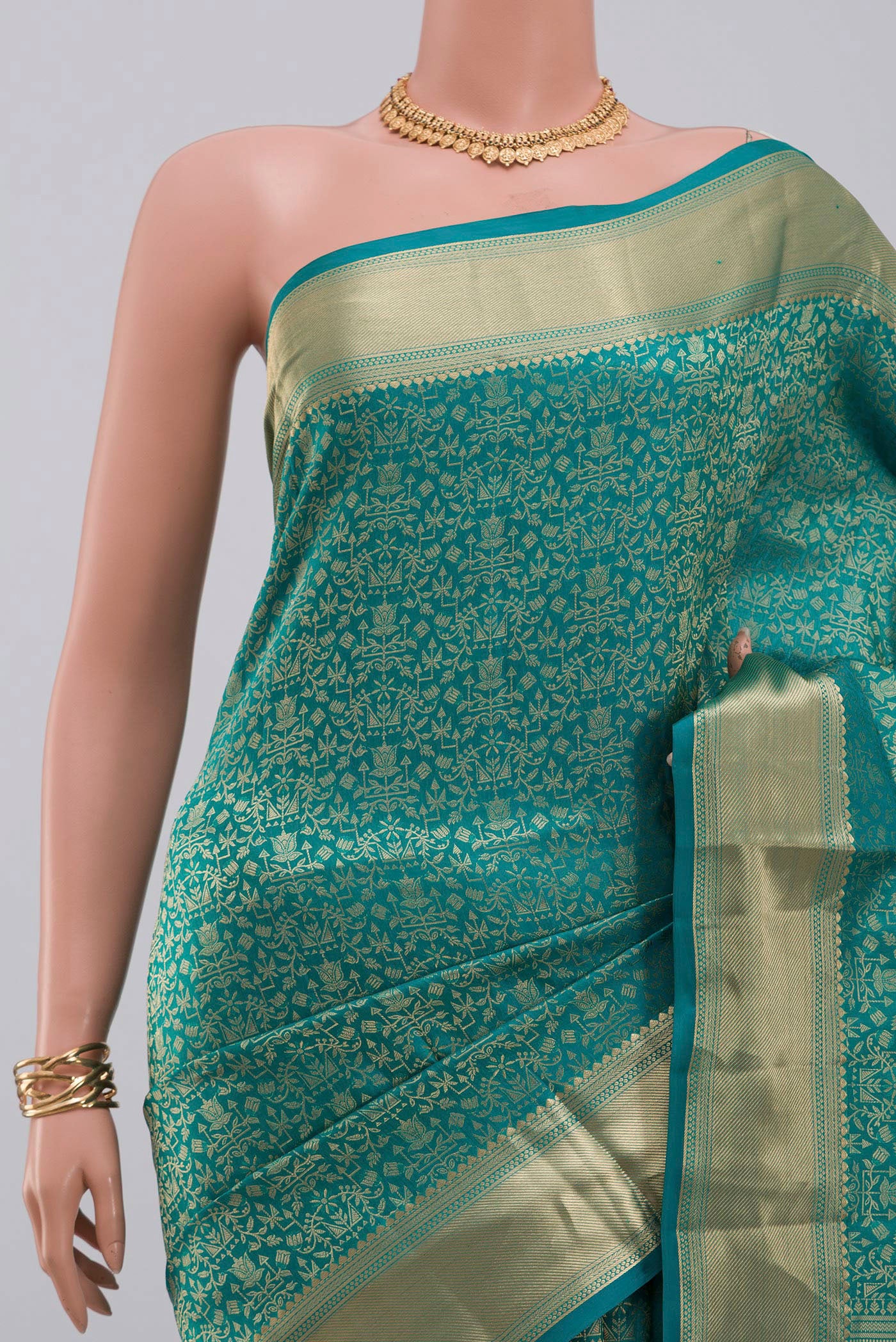 Border image of Blue Soft Silk Saree with Zari Brocade on the body and Zari Border. 