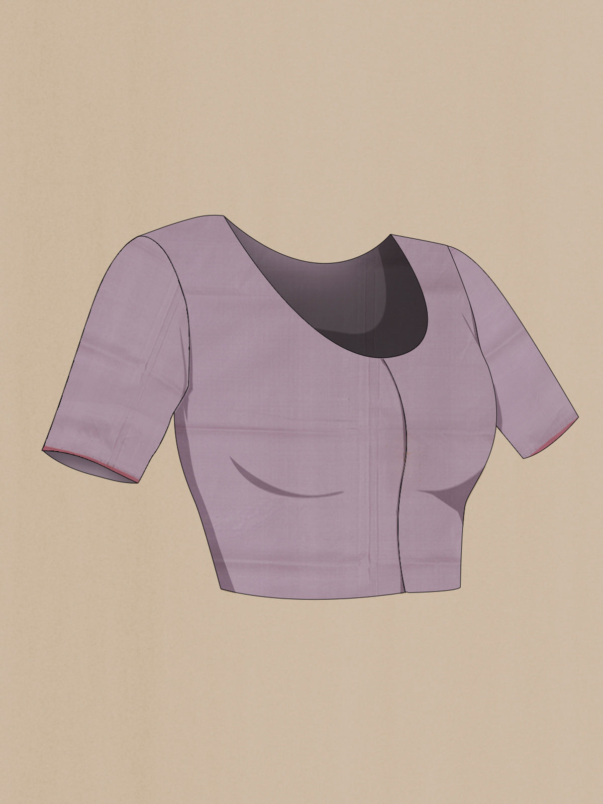 Close up image of the blouse of Pure Silk Lavender Banarasi Saree with Zari Brocade on the body and Zari Border. 