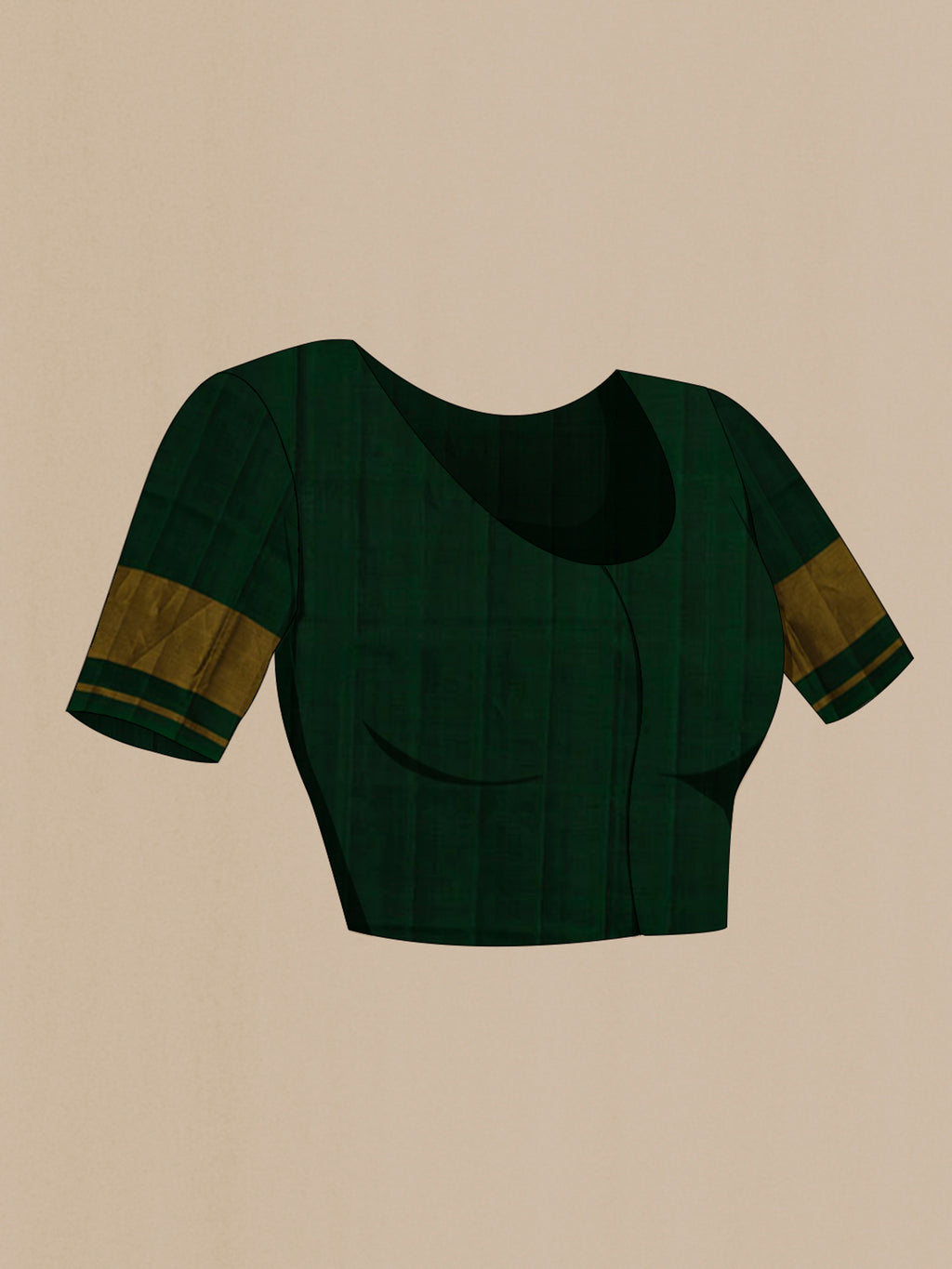 Close up image of the blouse of Bottle Green Rajkot Patola Silk Saree with Ikat design on the body and Ikat Border. 