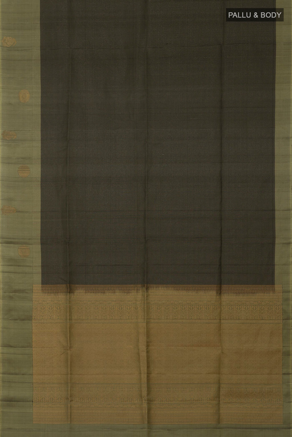 Flat view of Black Soft Silk Saree with Checked design on the body and Fancy Border. 