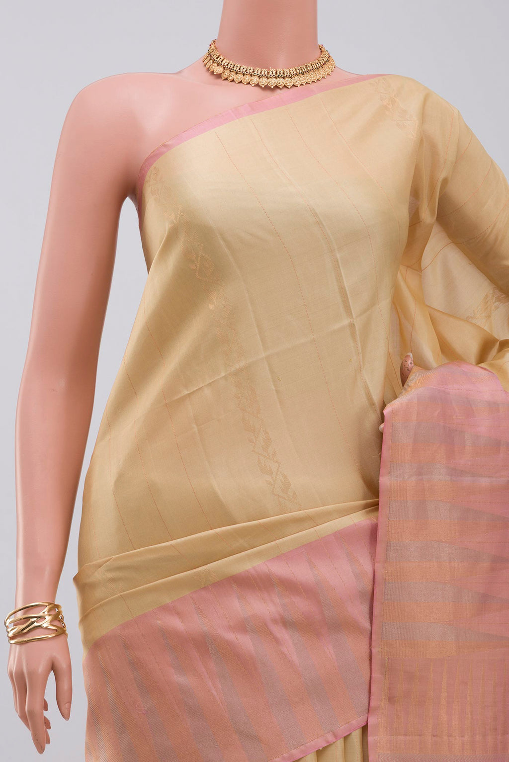 Border image of Cream Soft Silk Saree with Fancy on the body and Fancy Border. 