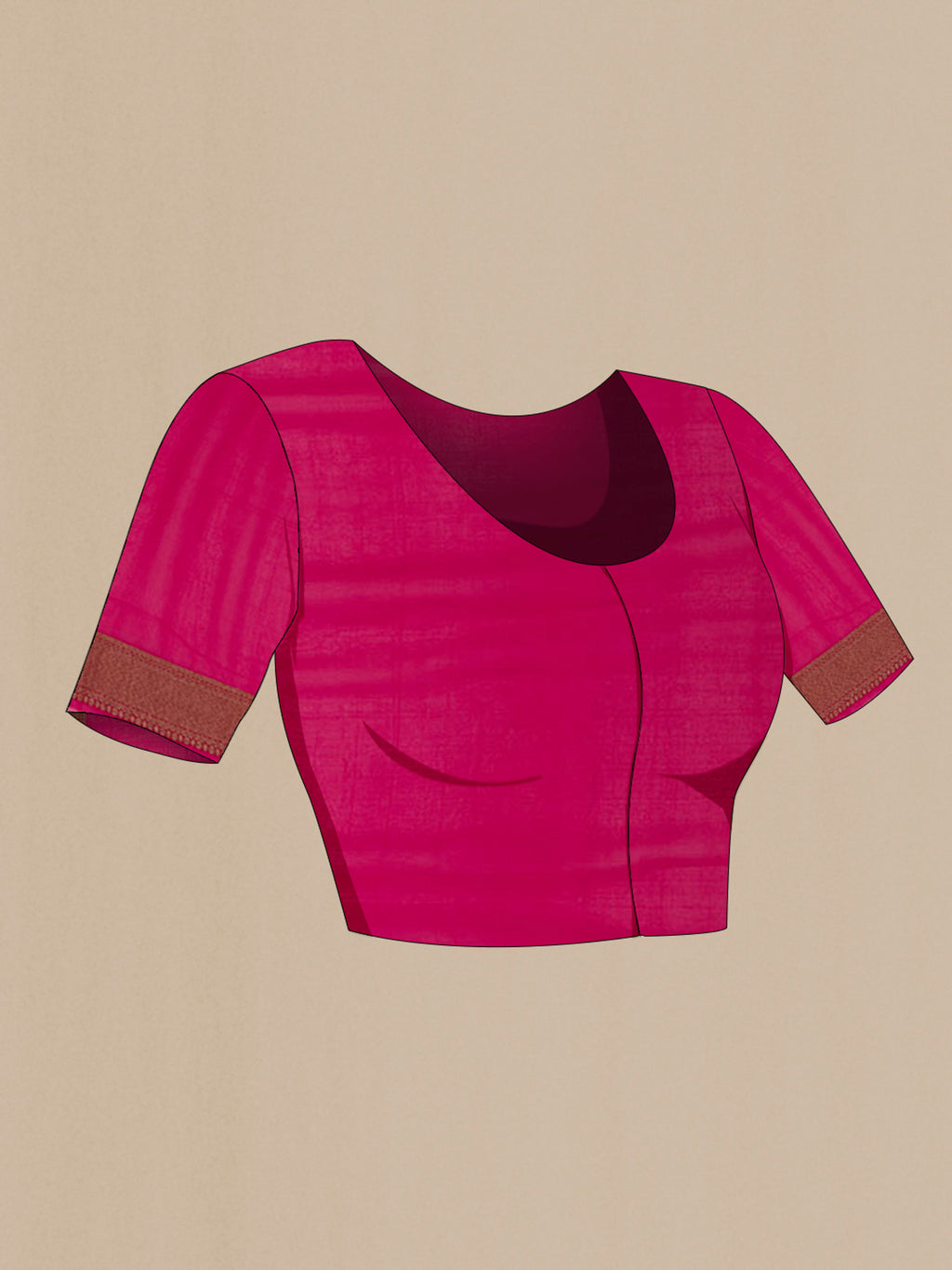 Close up image of the blouse of Pink Georgette Saree with Fancy on the body and Fancy Border. 