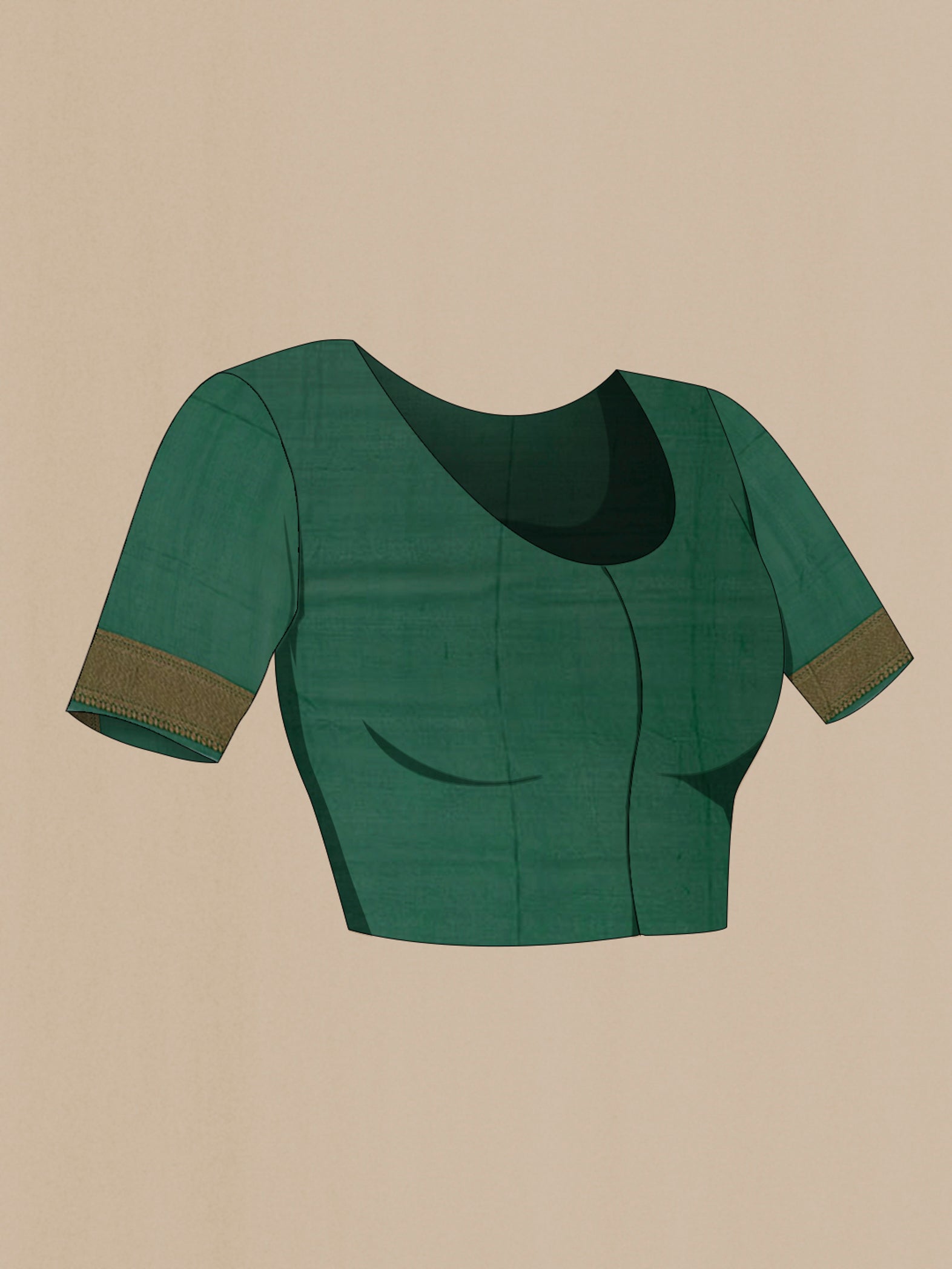 Close up image of the blouse of Green Georgette Saree with Fancy on the body and Fancy Border. 