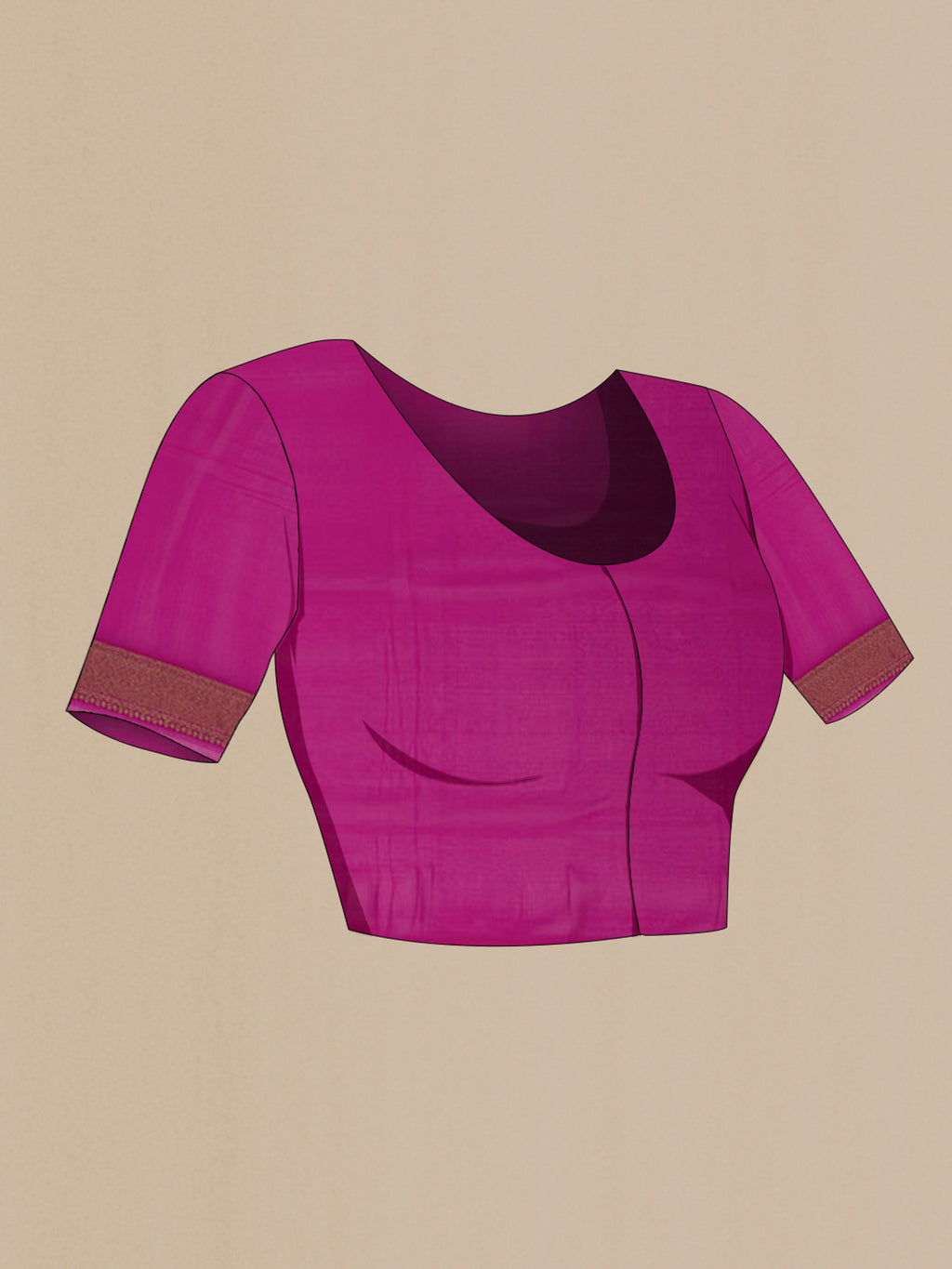 Close up image of the blouse of Pink Georgette Saree with Fancy on the body and Fancy Border. 