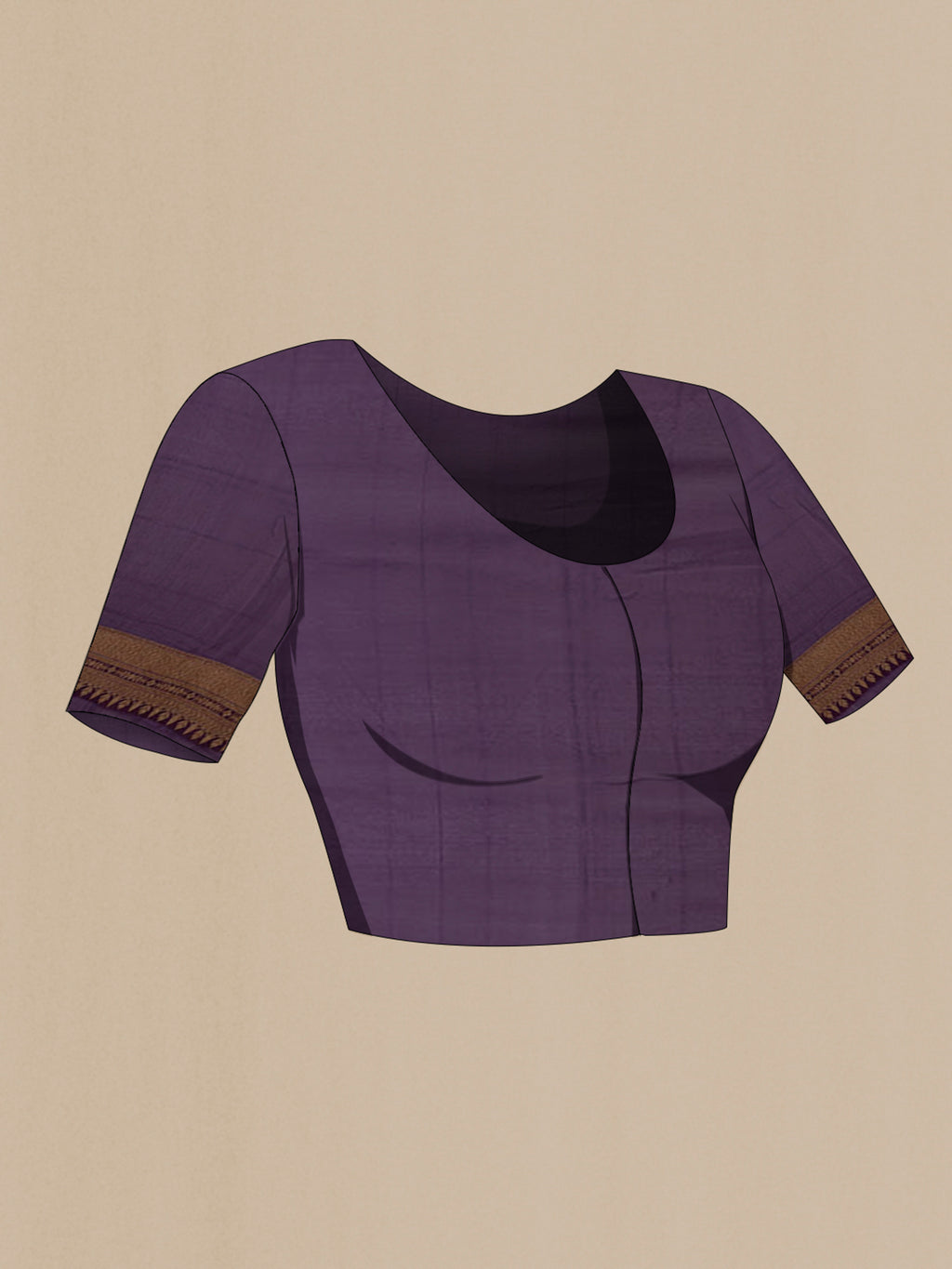 Close up image of the blouse of Purple Georgette Saree with Fancy on the body and Fancy Border. 