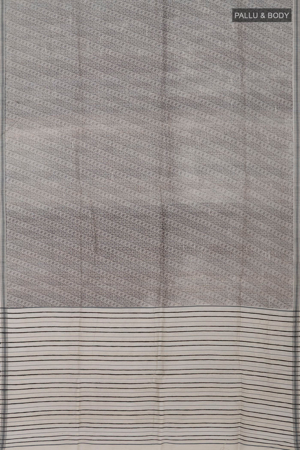 Flat view of Cream Jute Silk Saree with Fancy on the body and Plain Border. 
