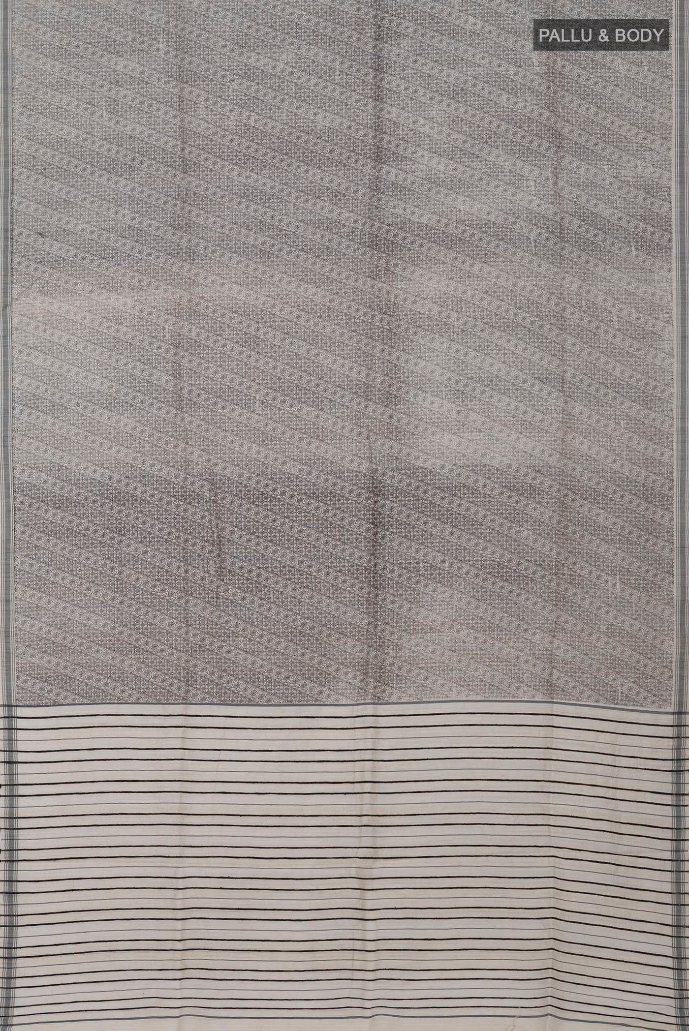 Flat view of Cream Jute Silk Saree with Fancy on the body and Plain Border. 