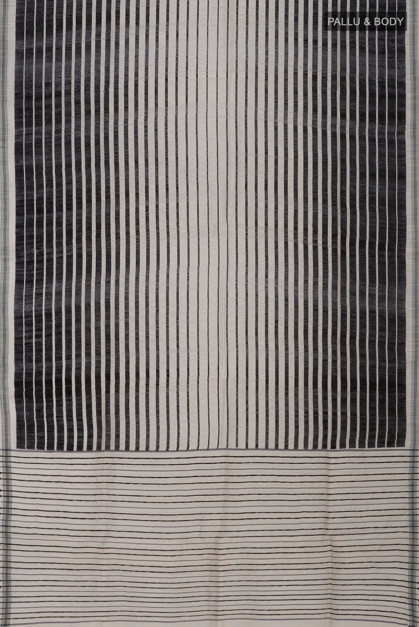 Flat view of Cream Jute Silk Saree with Fancy on the body and Plain Border. 