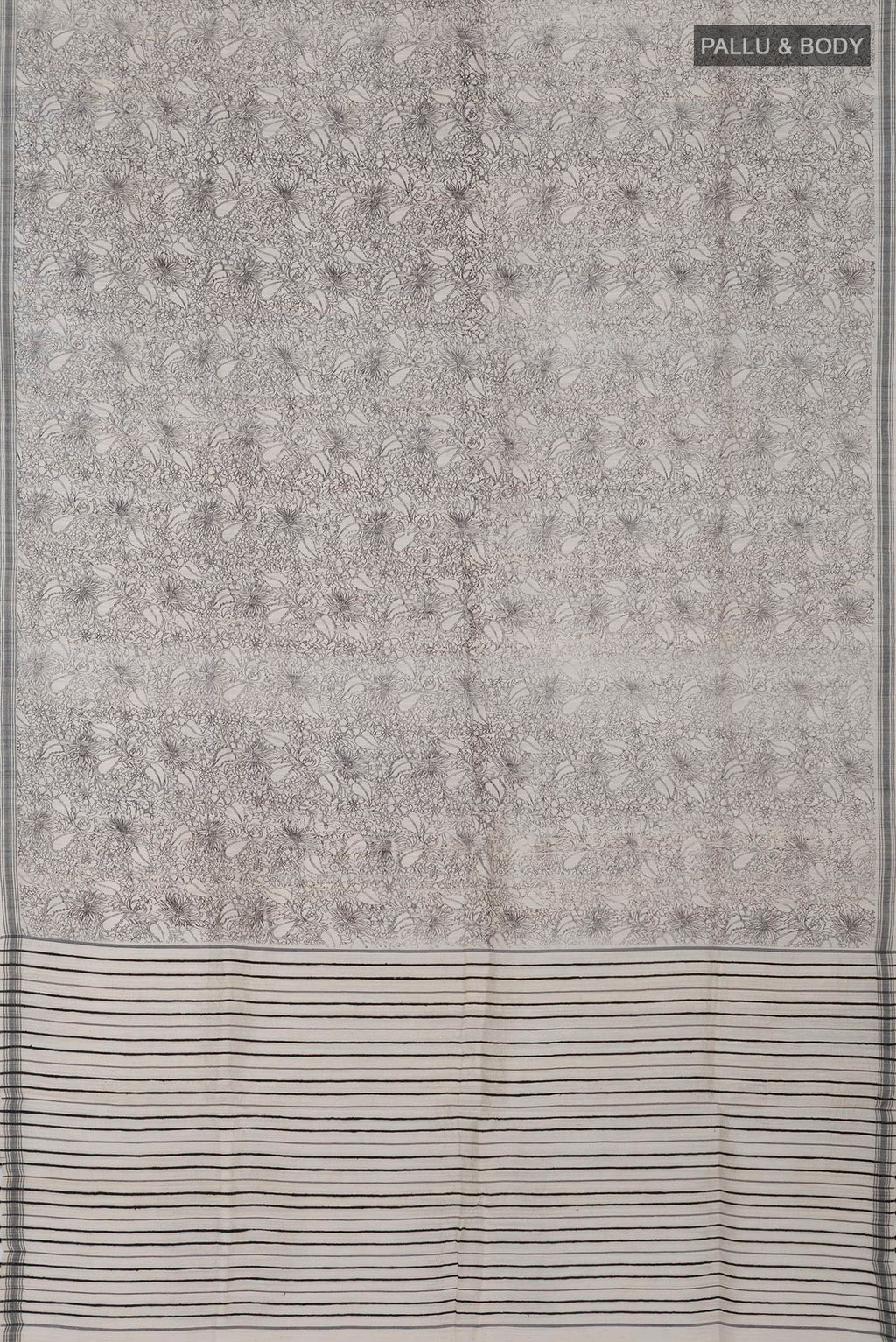 Flat view of Cream Jute Silk Saree with Fancy on the body and Plain Border. 