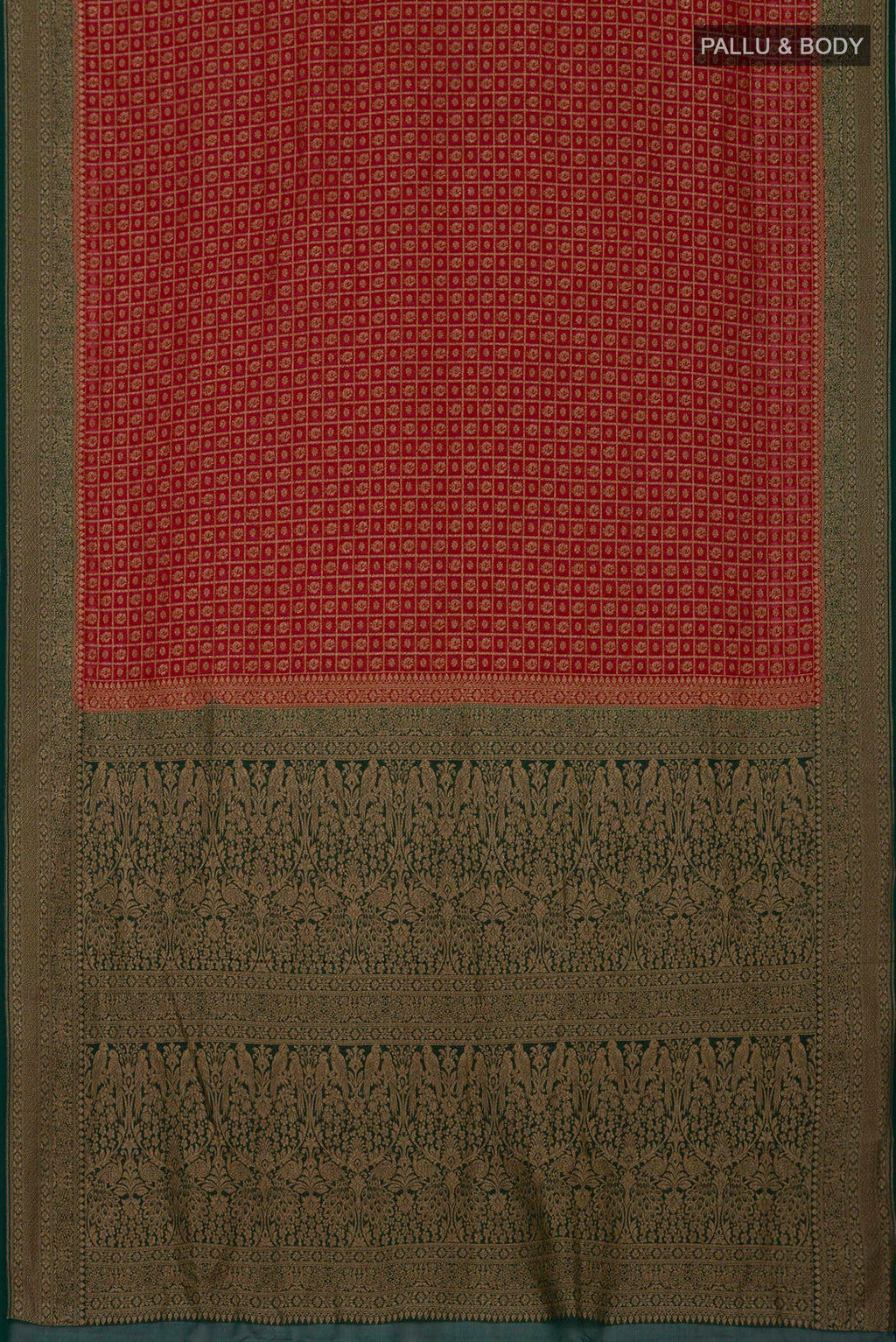 Flat view of Maroon Georgette Saree with Fancy on the body and Zari Border. 