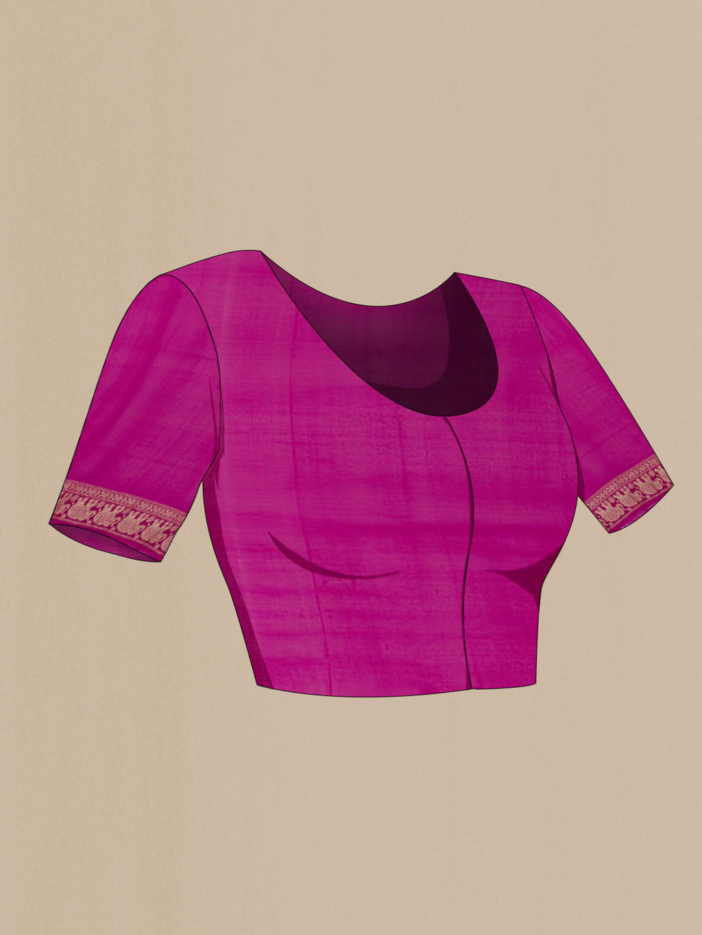 Close up image of the blouse of Pink Georgette Saree with Fancy on the body and Fancy Border. 