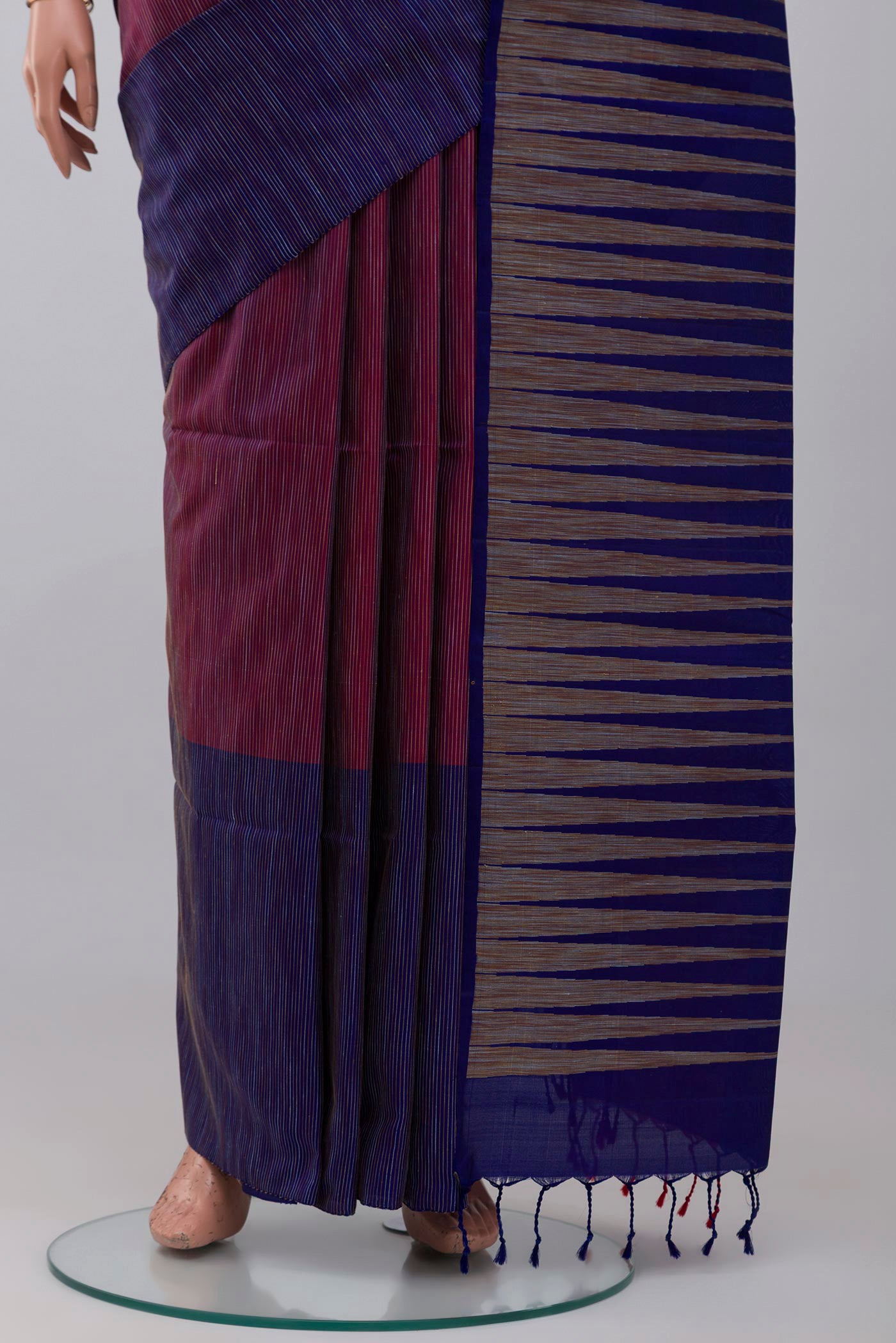 Pleats and pallu of Multi Color Soft Silk Saree with Fancy on the body and Without Border. 