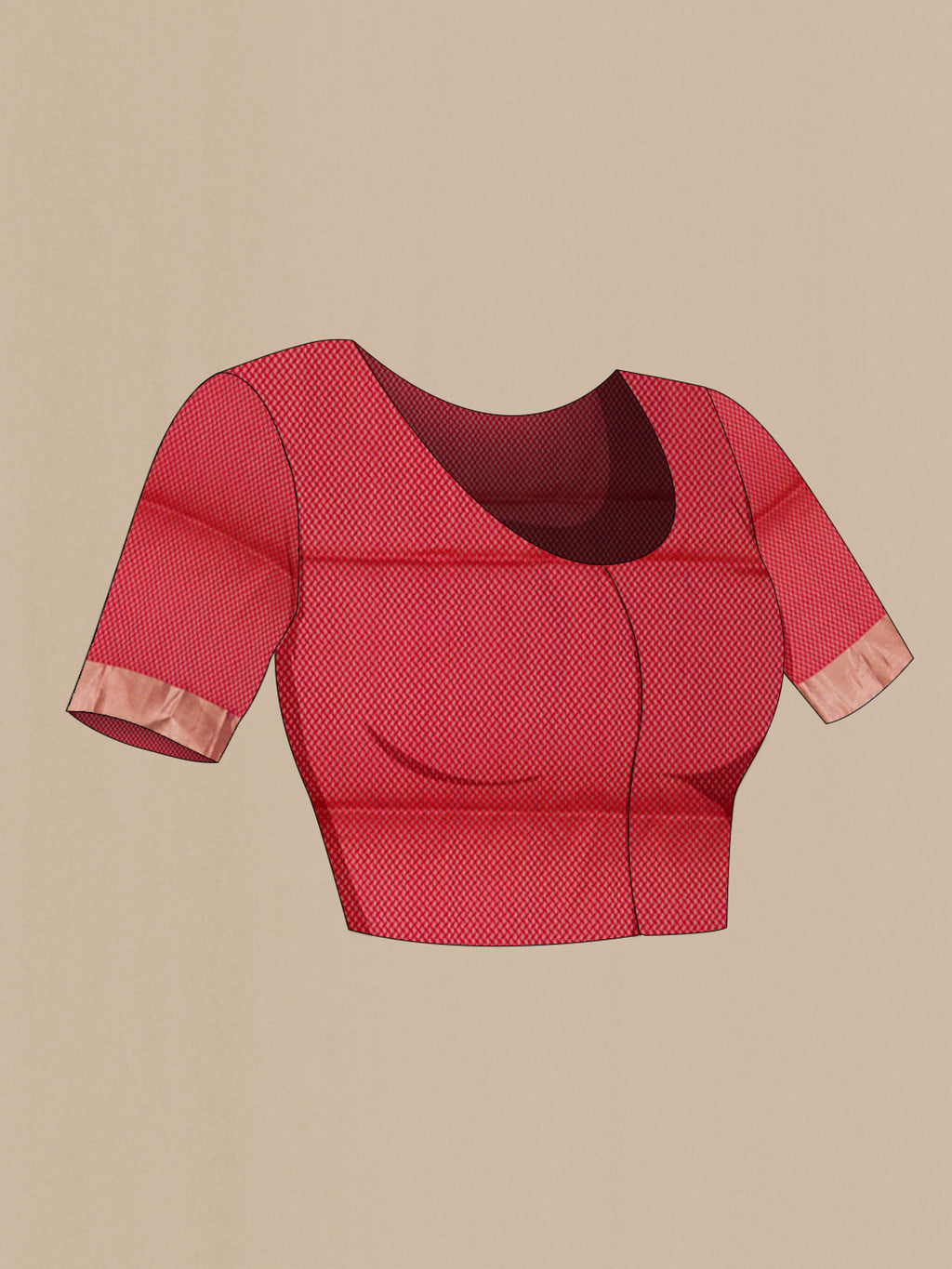 Close up image of the blouse of Pink Soft Silk Saree with Zari Butta on the body and Zari Border. 