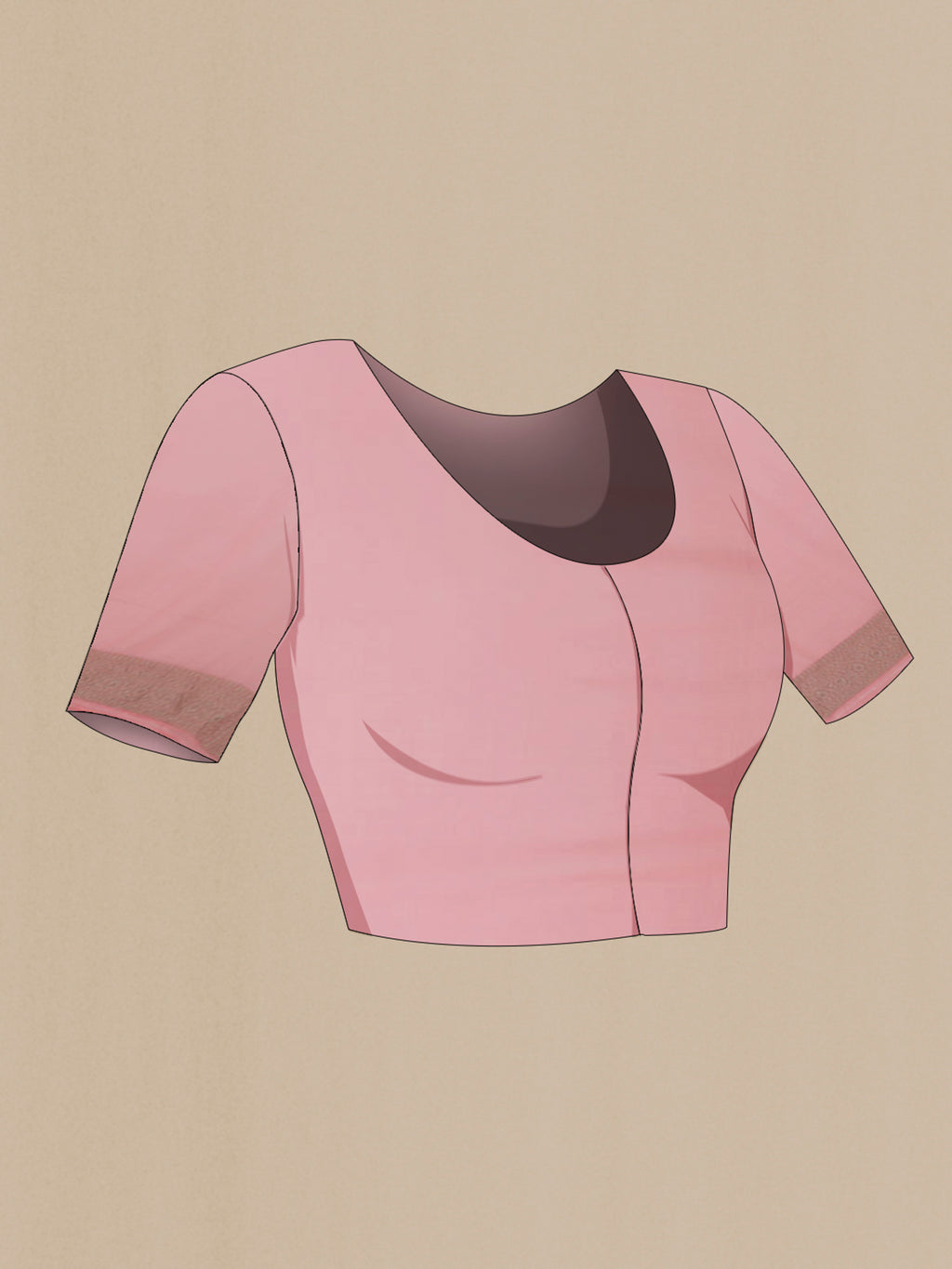 Close up image of the blouse of Pink Georgette Saree with Fancy on the body and Fancy Border. 