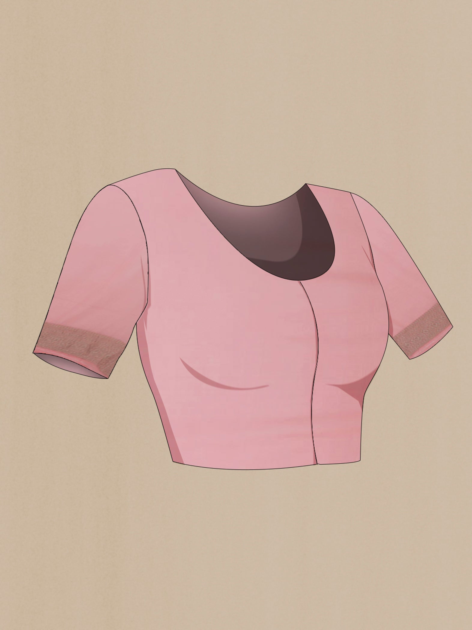 Close up image of the blouse of Pink Georgette Saree with Fancy on the body and Fancy Border. 