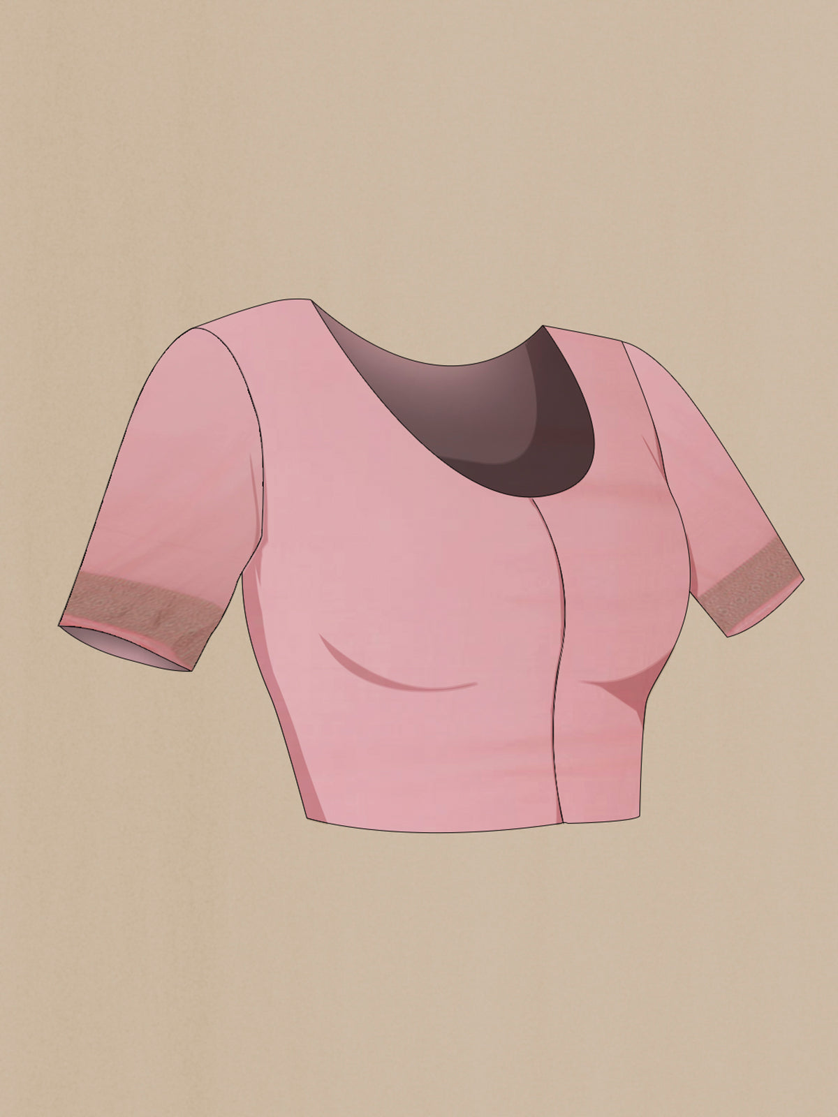 Close up image of the blouse of Pink Georgette Saree with Fancy on the body and Fancy Border. 