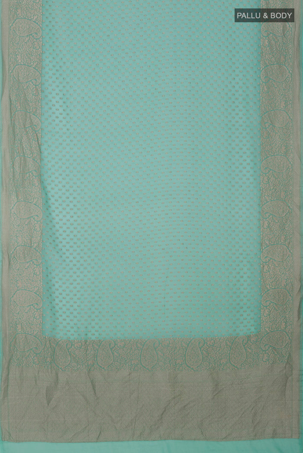 Flat view of Blue Georgette Saree with Fancy on the body and Fancy Border. 