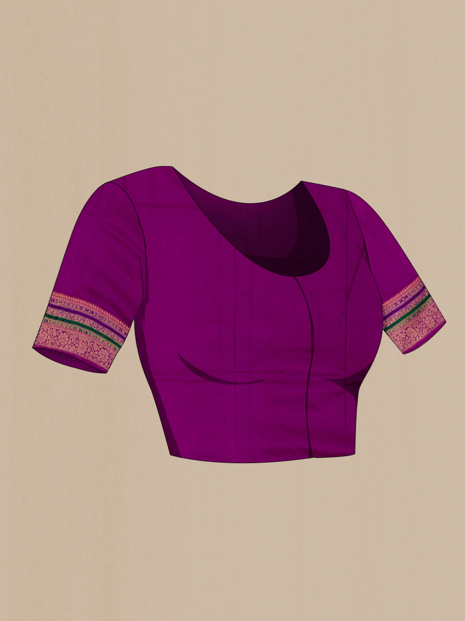 Close up image of the blouse of Green Banarasi Katan Silk Saree with Zari Butta on the body and Fancy Border. 