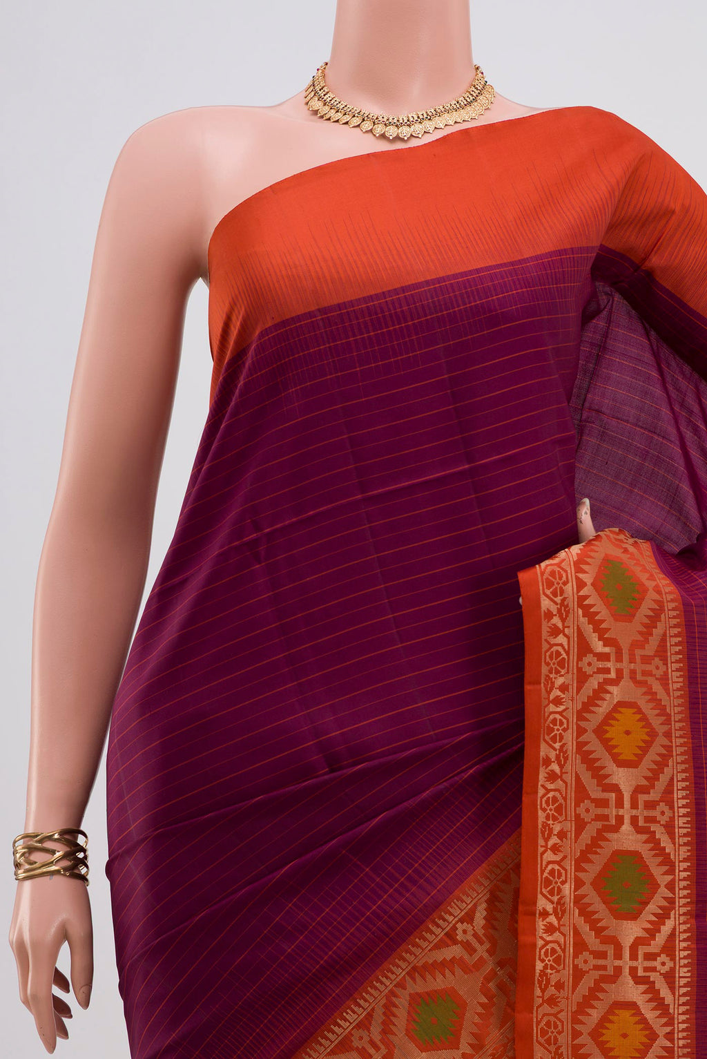 Border image of Purple Soft Silk Saree with Fancy on the body and Fancy Border. 