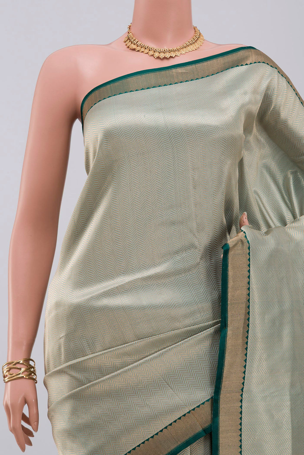 Border image of Light Blue Banarasi Katan Silk Saree with Zari Brocade on the body and Zari Border. 