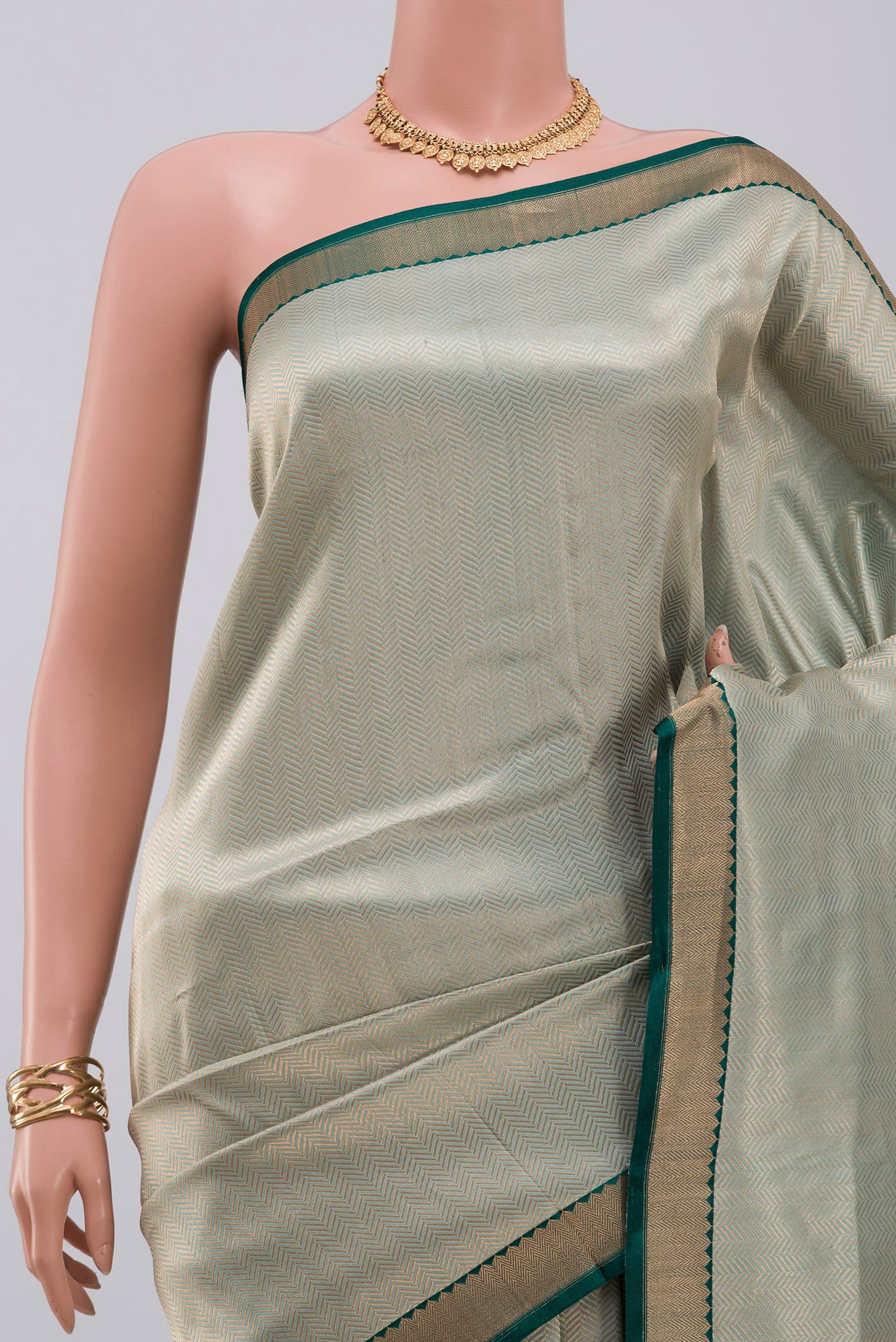 Border image of Light Blue Banarasi Katan Silk Saree with Zari Brocade on the body and Zari Border. 
