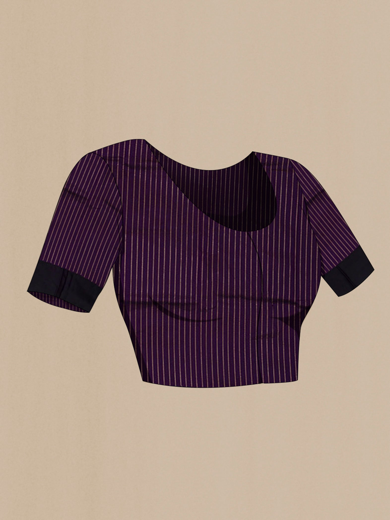 Close up image of the blouse of Purple Banarasi Katan Silk Saree with Zari Butta on the body and Fancy Border. 