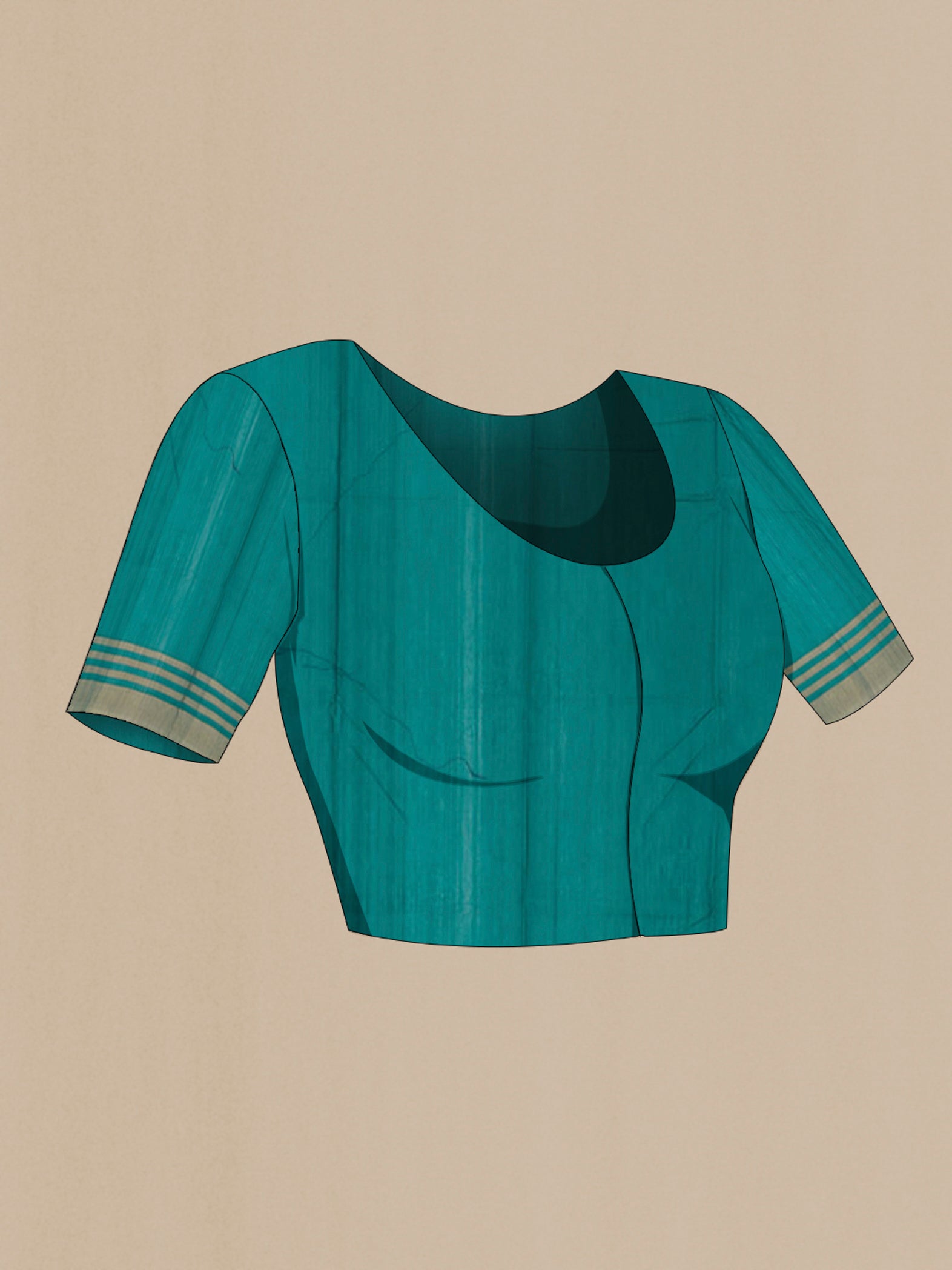 Close up image of the blouse of Blue Chanderi Silk Cotton Saree with Zari Butta on the body and Zari Border. 