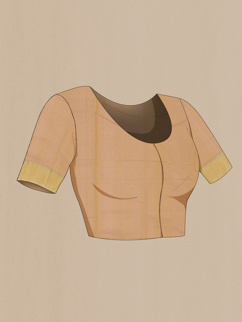 Close up image of the blouse of Lemon Yellow Chanderi Silk Cotton Saree with Zari Butta on the body and Zari Border. 