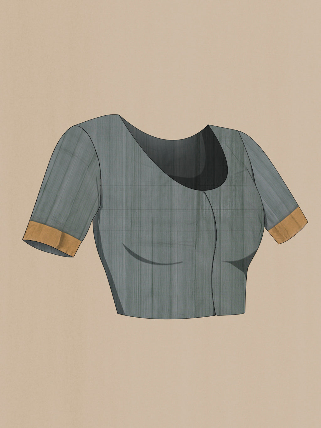 Close up image of the blouse of Green Chanderi Silk Cotton Saree with Zari Butta on the body and Zari Border. 