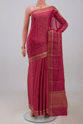 Pink Georgette Saree with Fancy on the body and Fancy Border.  displayed on a mannequin
