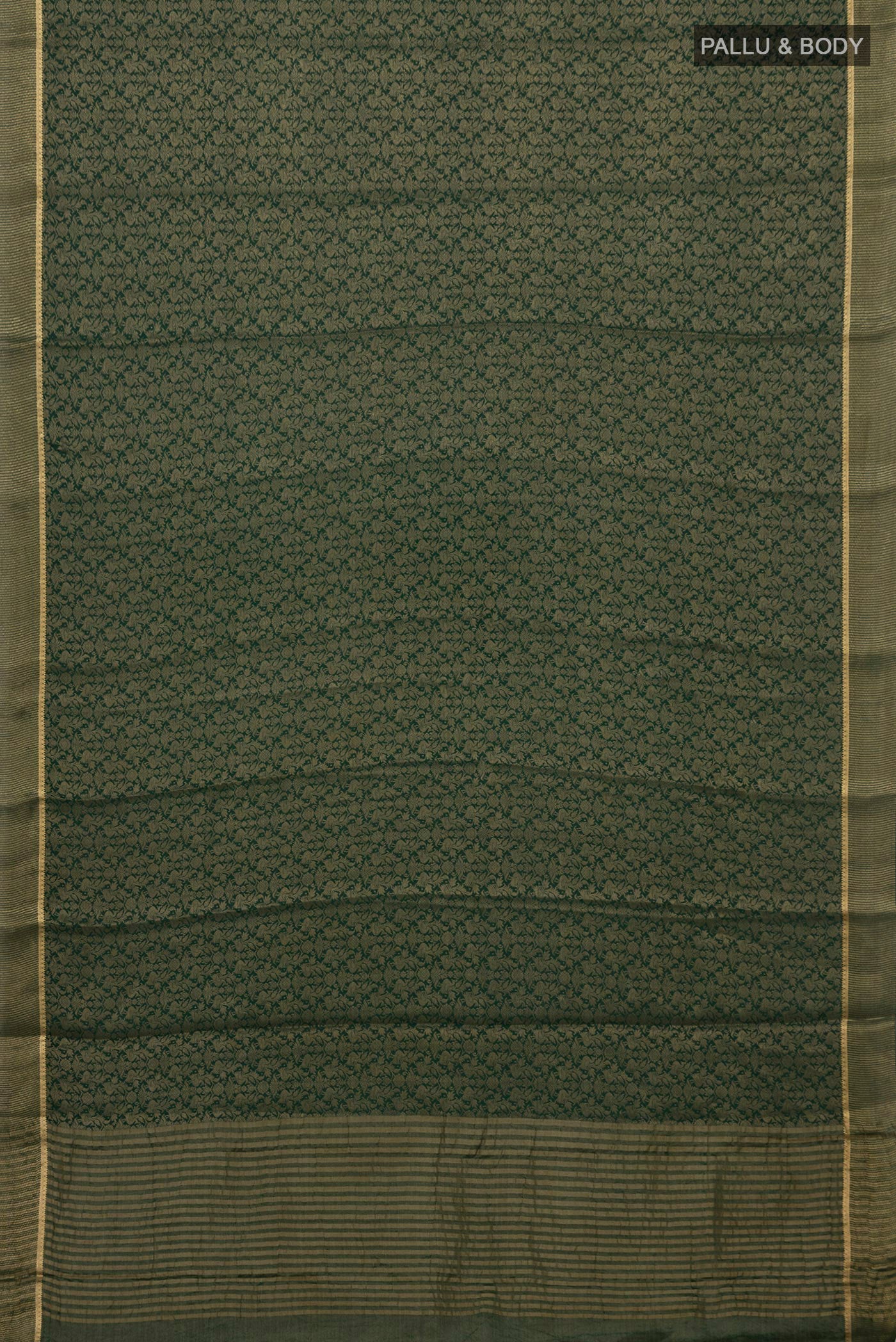 Flat view of Green Mysore Georgette Saree with Fancy on the body and Zari Border. 