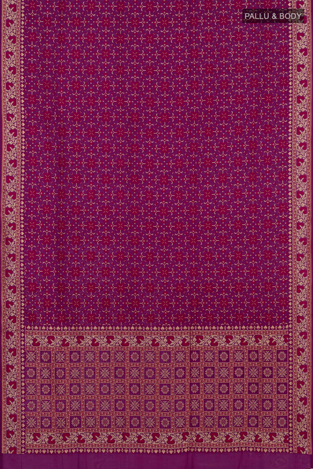 Flat view of Purple Banarasi Saree with Fancy on the body and Fancy Border. 