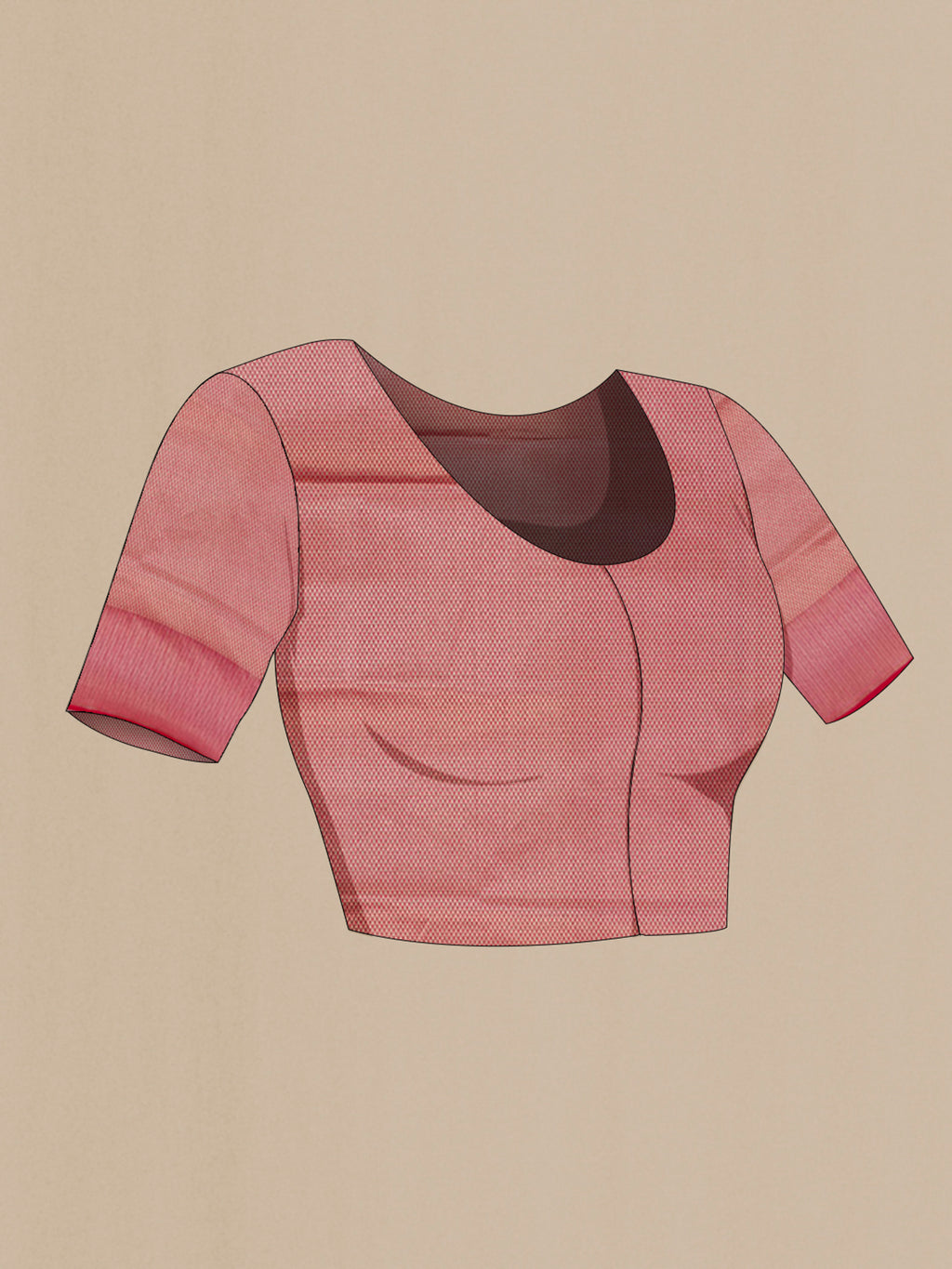 Close up image of the blouse of Pink Banarasi Silk Saree with Zari And Thread Butta on the body and Zari Border. 