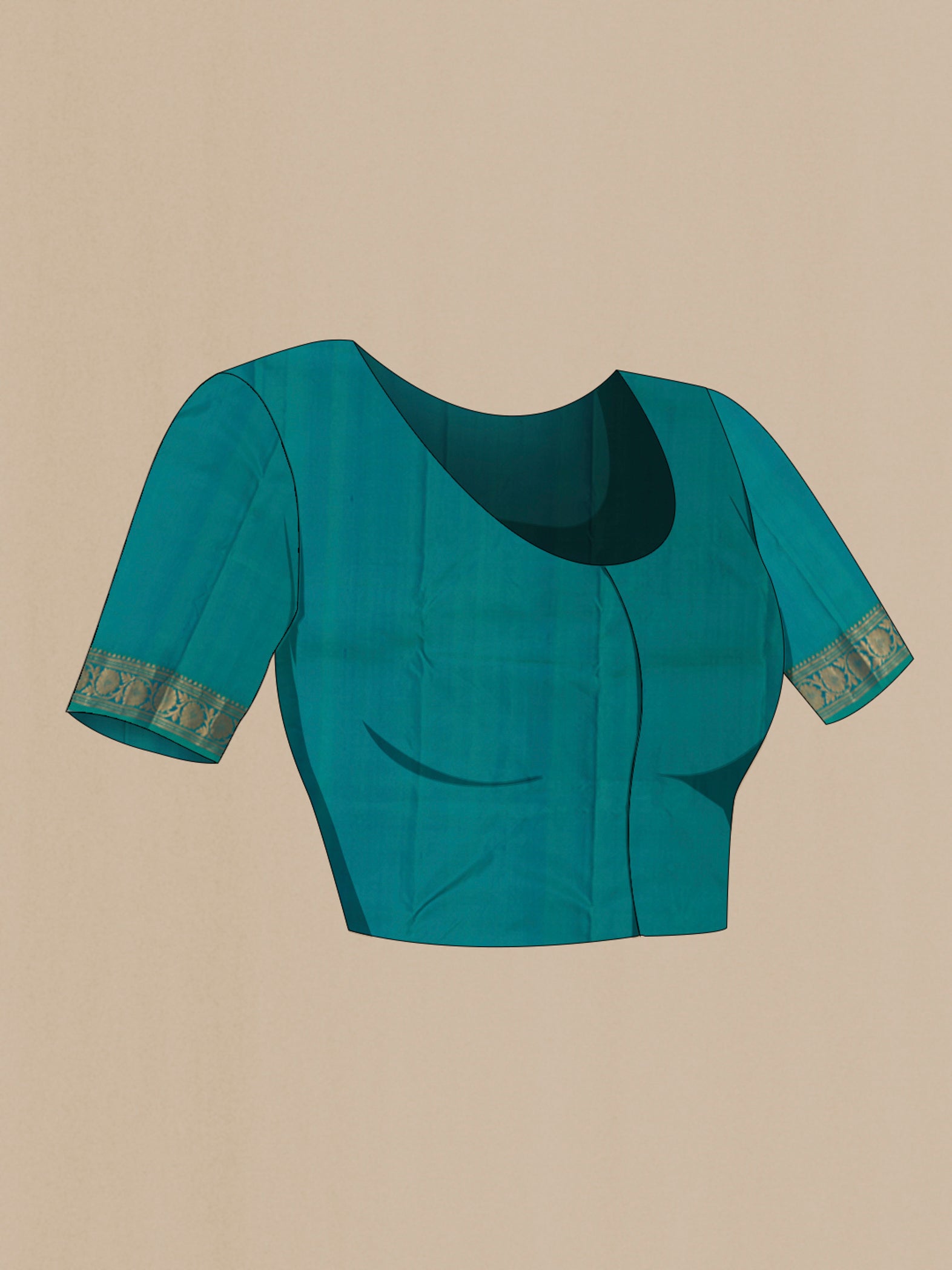 Close up image of the blouse of Lavender Kanchipuram Silk Saree with Zari Butta on the body and Zari Border. 